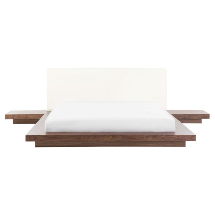 EU King Size Waterbed with Bedside Tables Brown ZEN
