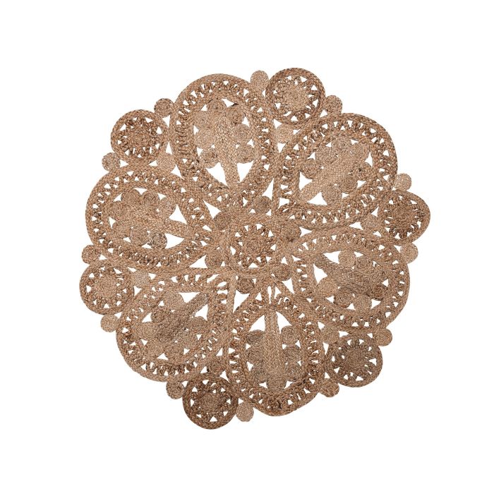Round Jute Area Rug 120cm Beige