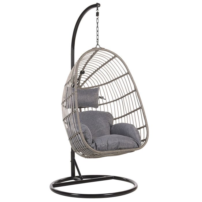 PE Rattan Hanging Chair with Stand Grey CASOLI