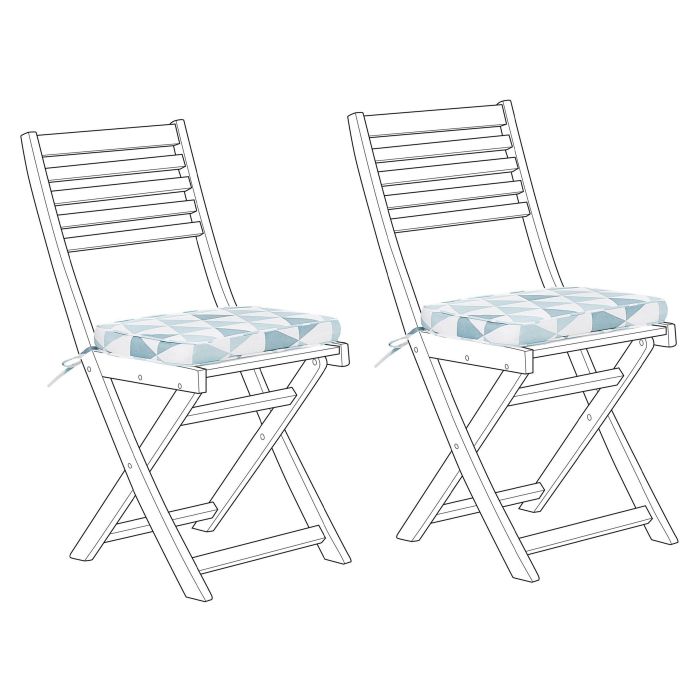 Set of 2 Seat Cushions Blue Triangles FIJI