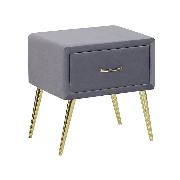 1 Drawer Velvet Bedside Table Grey