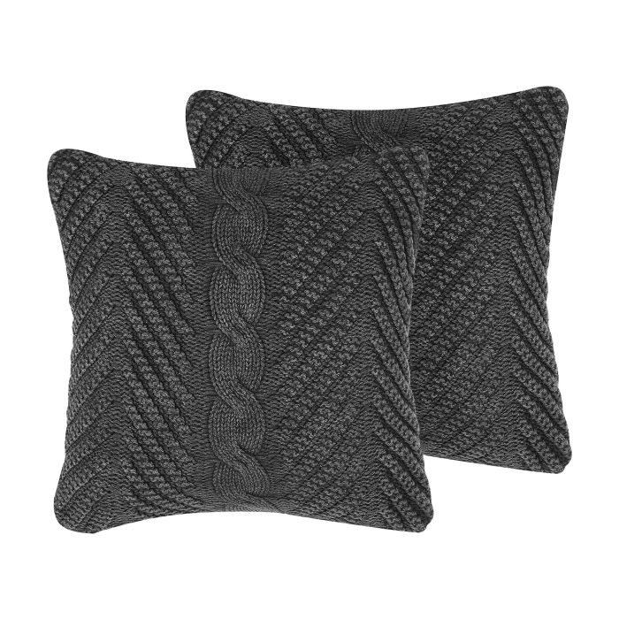 Set of 2 Cotton Embossed Cushions 45x45cm Grey