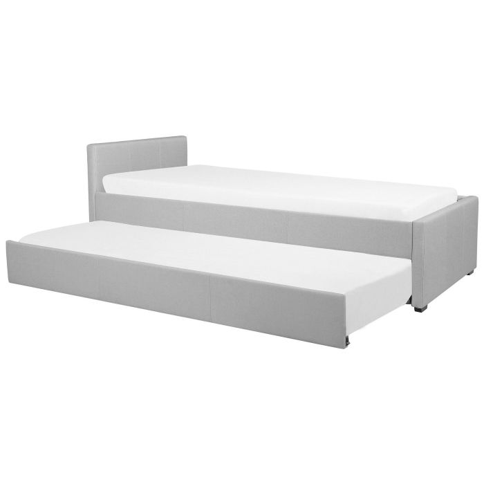 Fabric EU Small Single Trundle Bed Light Grey MARMANDE