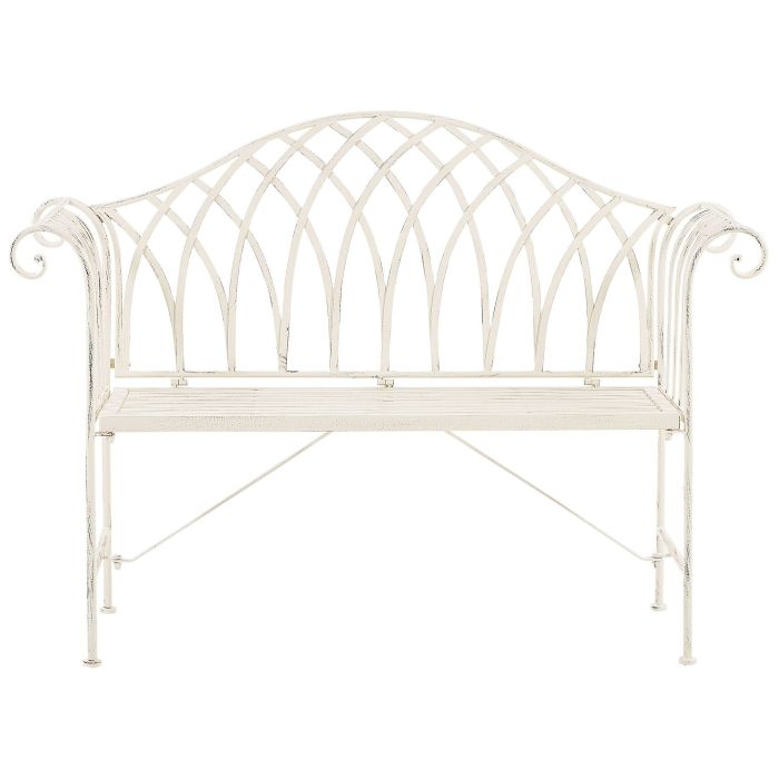 Metal Garden Bench 130 cm White MILAZZO