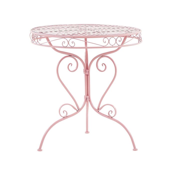 Metal Garden Bistro Table ø 70 cm Pink ALBINIA