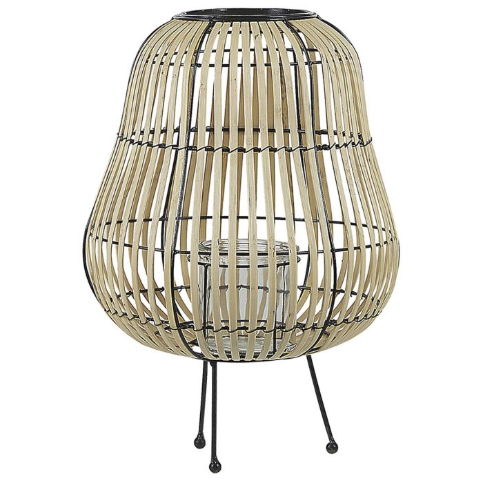 Wooden Candle Lantern 44 cm Natural BERKNER