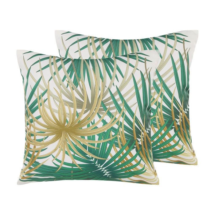Set of 2 Outdoor Cushion Palm Leaf Motif 45 x 45 cm Multicolour GAIANA