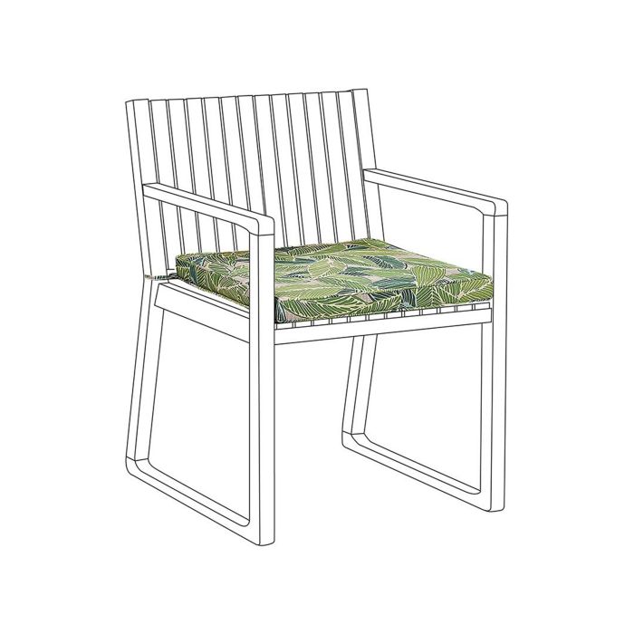 Outdoor Seat Pad Cushion Leaf Pattern Green SASSARI