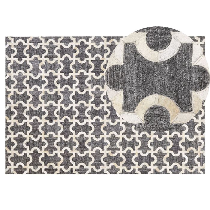 Cowhide Area Rug 140x200cm Grey and Beige