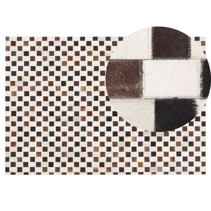 Cowhide Area Rug 140x200cm Beige and Brown