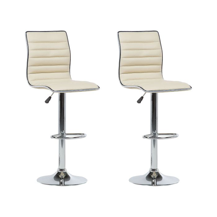 Set of 2 Faux Leather Bar Stools Beige LUCERNE