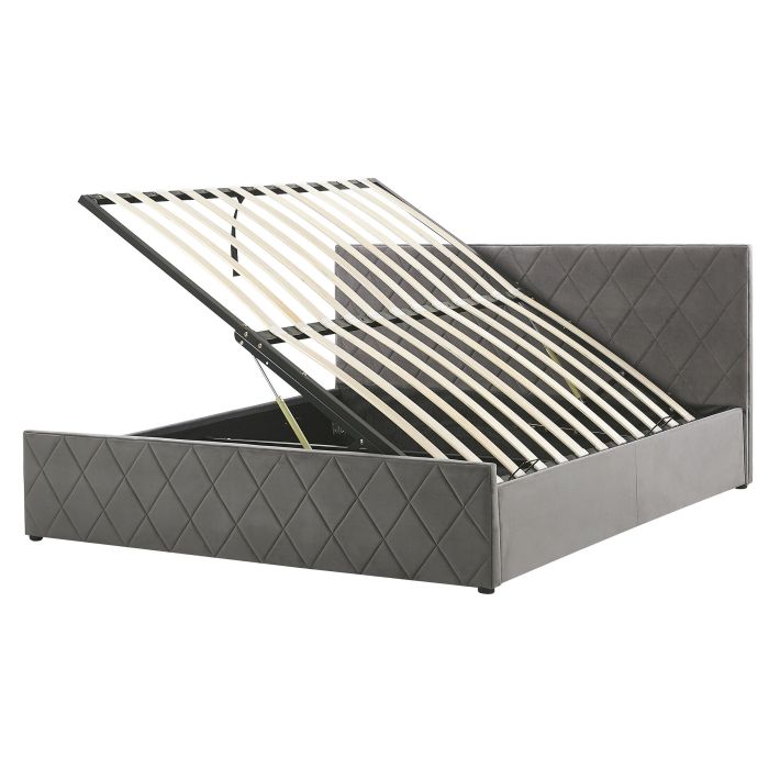Velvet EU King Size Ottoman Bed Grey ROCHEFORT