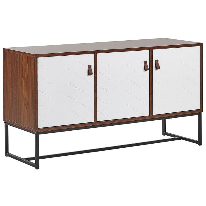 3 Door Sideboard Dark Wood with White NUEVA