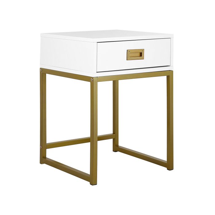 1 Drawer Side Table White LARGO