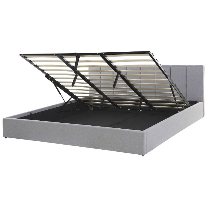 Fabric EU Super King Size Ottoman Bed Light Grey DREUX