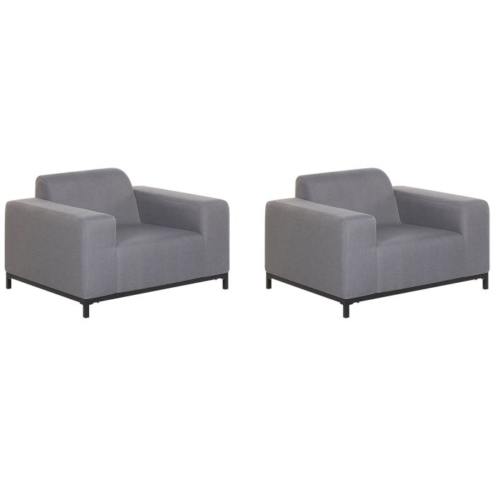 Set of 2 Garden Armchairs Grey with Black ROVIGO