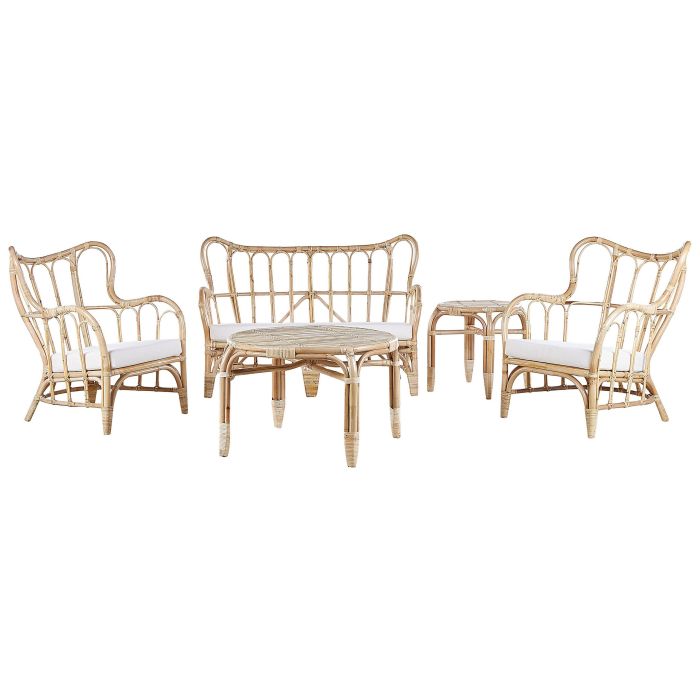4 Seater Rattan Garden Sofa Set Natural BRINDISI