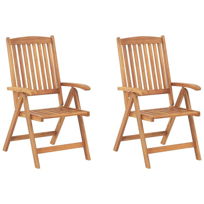 Set of 2 Acacia Wood Garden Folding Chairs JAVA