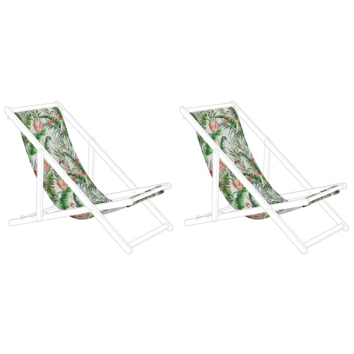 Set of 2 Sun Lounger Replacement Fabrics Flamingo Pattern ANZIO / AVELLINO