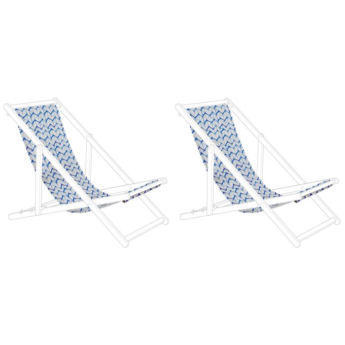 Set of 2 Sun Lounger Replacement Fabrics White and Blue ANZIO / AVELLINO