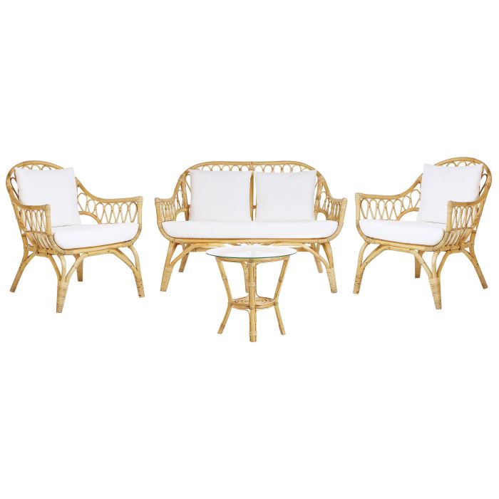 4 Seater Rattan Sofa Set Natural SIBARI