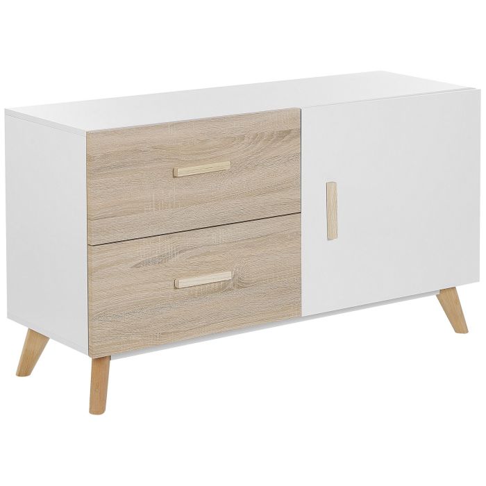 2 Drawer Sideboard White with Light Wood FILI
