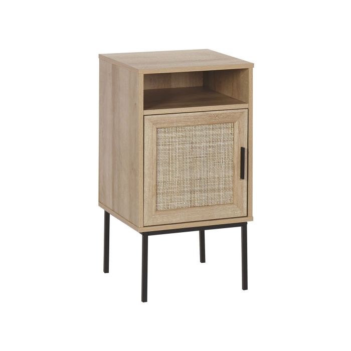 Rattan Door Bedside Table Light Wood PASCO