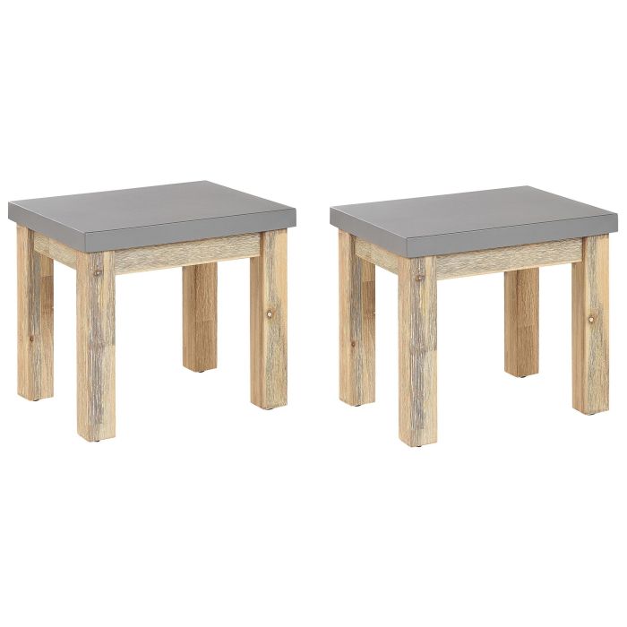 Set of 2 Concrete Garden Stools Grey OSTUNI