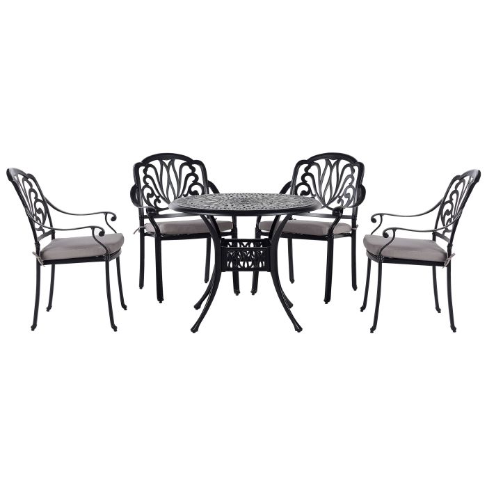 4 Seater Metal Garden Dining Set Black ANCONA