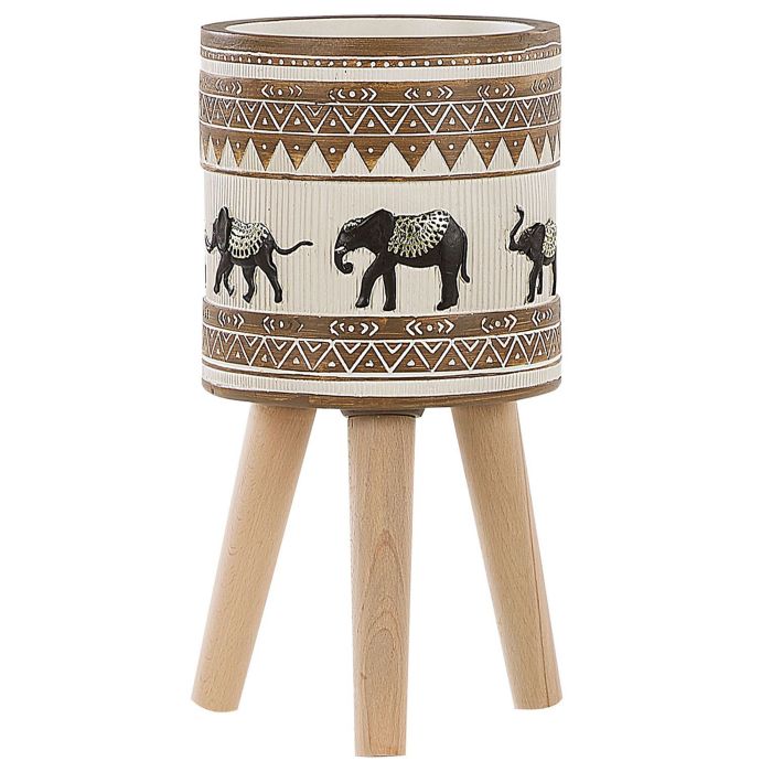 Plant Pot Stand 22 x 22 x 43 cm Beige and Brown KOTTES