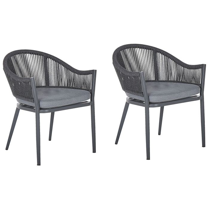 Set of 2 Garden Chairs Grey MILETO