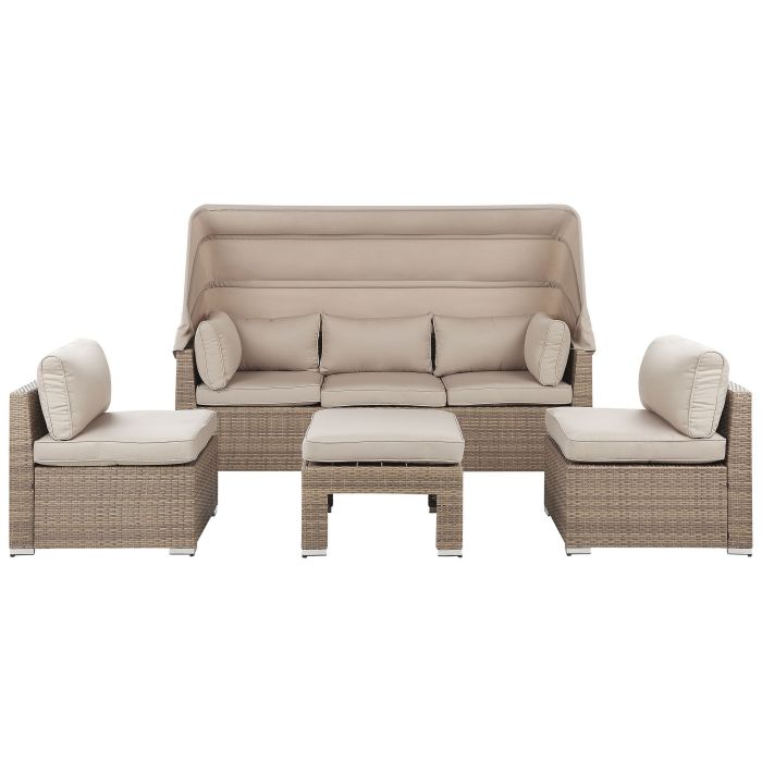 5 Seater PE Rattan Modular Garden Lounge Set Beige COCCOLIA