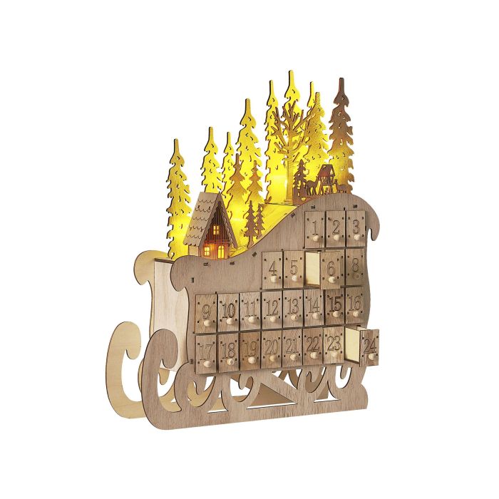 LED Decoration Figurine Sleigh Advent Calendar Light Wood IMPALA