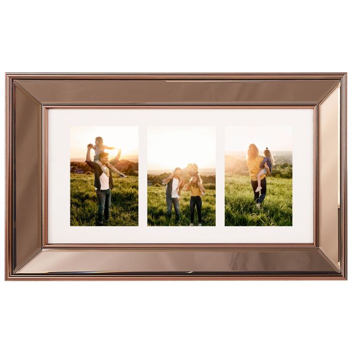 Mirrored Multi Frame for 3 Photos Copper DABOLA
