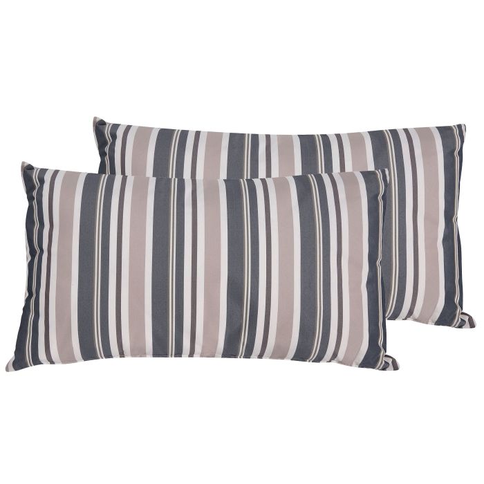 Set of 2 Outdoor Cushions 40 x 70 cm Blue and Beige KASTOS