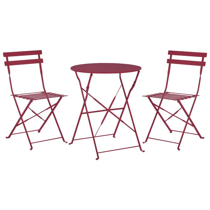 Steel Garden Bistro Set Burgundy FIORI