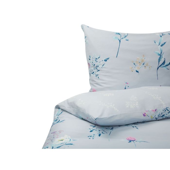 Cotton Sateen Duvet Cover Set Flower Pattern 135 x 200 cm Light Blue EVERGREEN