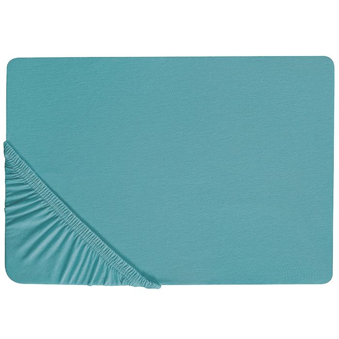 Cotton Fitted Sheet 90 x 200 cm Turquoise HOFUF