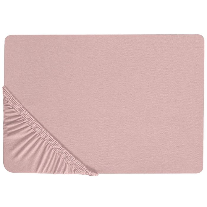 Cotton Fitted Sheet 160 x 200 cm Pink HOFUF
