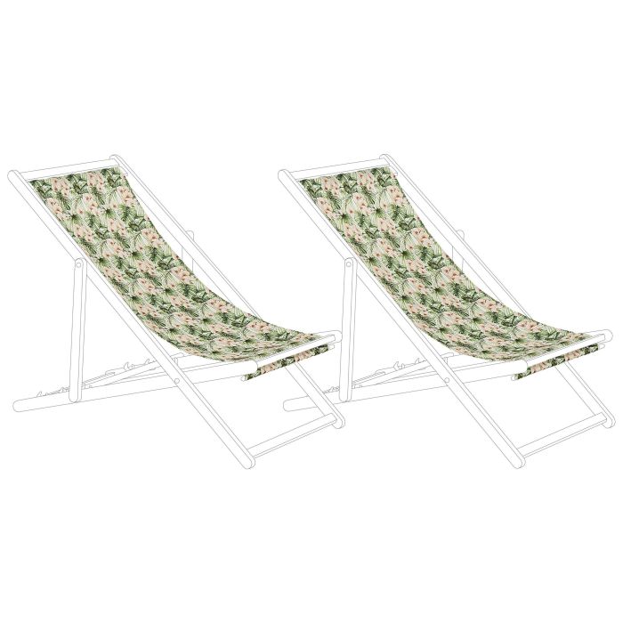 Set of 2 Sun Lounger Replacement Fabrics Floral Pattern ANZIO / AVELLINO