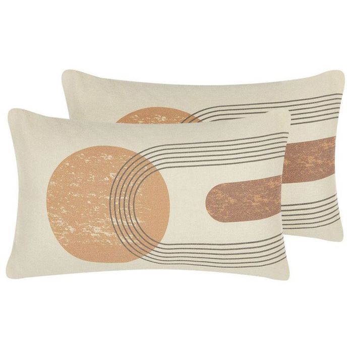 Set of 2 Cushions Geometric Pattern 30x50cm Multicolour