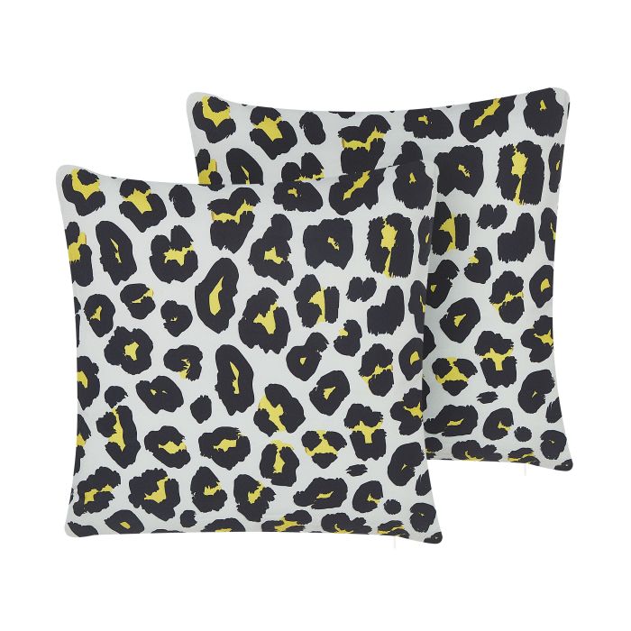 Set of 2 Outdoor Cushions Animal Print 45 x 45 cm Black and White KARDITSA