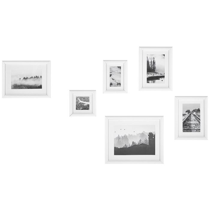 Wall Gallery of Landscapes 6 Frames White ZINARE