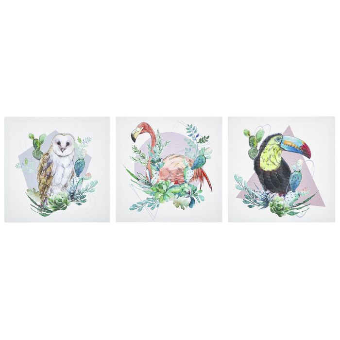 Set of 3 Animals Canvas Art Prints 30 x 30 cm Multicolour MENAKA