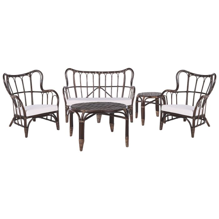 4 Seater Rattan Garden Sofa Set Dark Brown BRINDISI