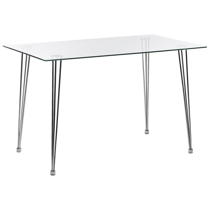 Glass Top Dining Table 120 x 70 cm Silver WINSTON