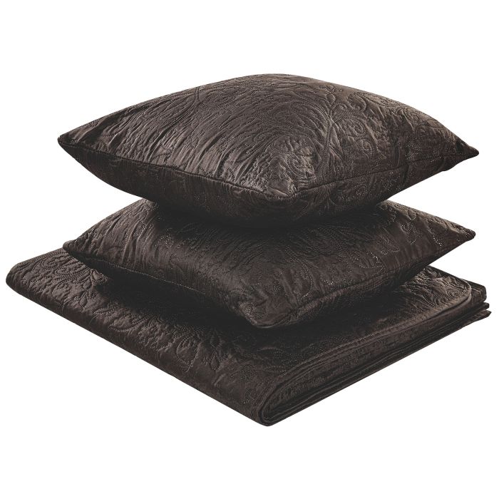 Embossed Bedspread and Cushions Set 160 x 220 cm Brown RAYEN