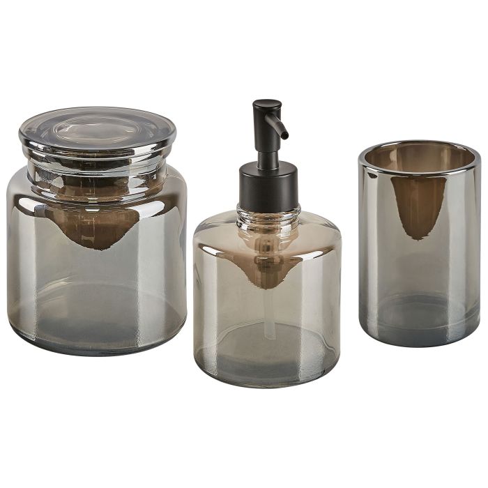 Glass 3-Piece Bathroom Accessories Set Grey MANAGUA