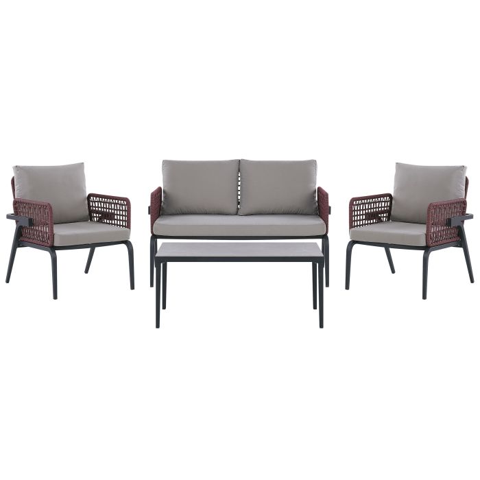 4 Seater Aluminium Garden Sofa Set Grey SCIACCA