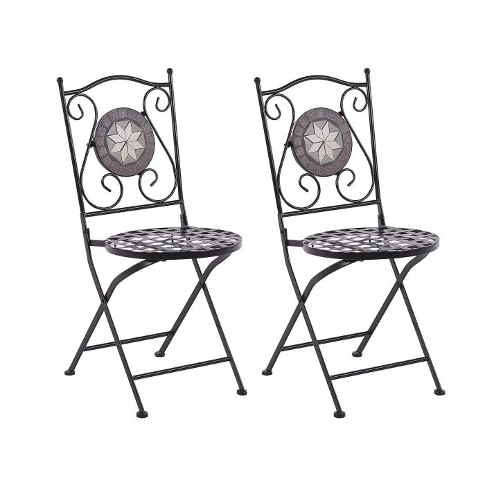 Set of 2 Metal Garden Chairs Black CARIATI
